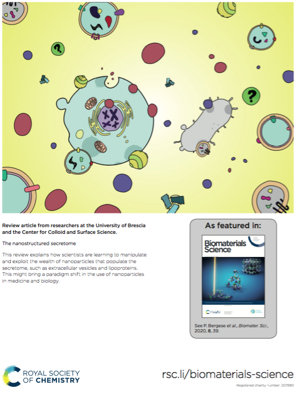 Extracellular vesicles and nano-friends featured in Biomaterials Science back cover